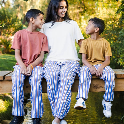 Kids' Bamboo Terry Cargo Balloon Pants | Scandi Stripe