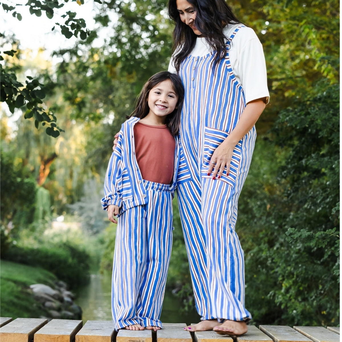 Kids' Bamboo Terry Wide Leg Pants | Scandi Stripe