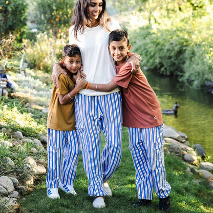 Youth Bamboo Terry Cargo Balloon Pants | Scandi Stripe