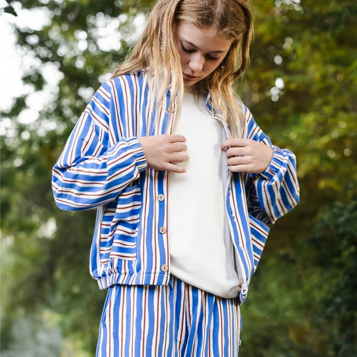 Youth Bamboo Terry Echo Jacket | Scandi Stripe
