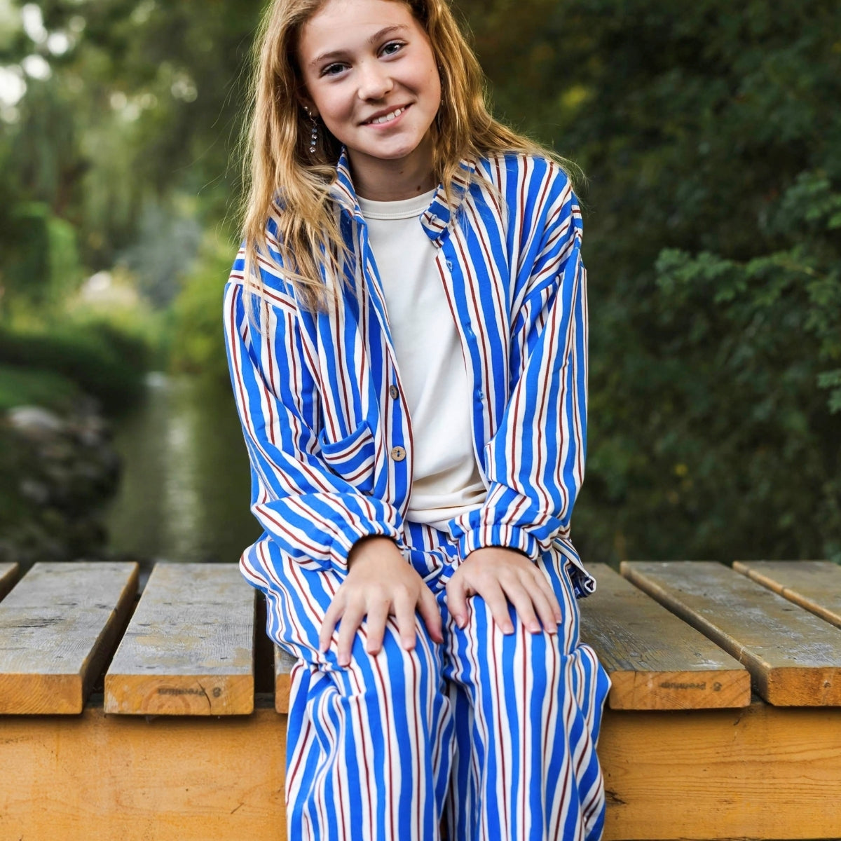 Youth Bamboo Terry Echo Jacket | Scandi Stripe