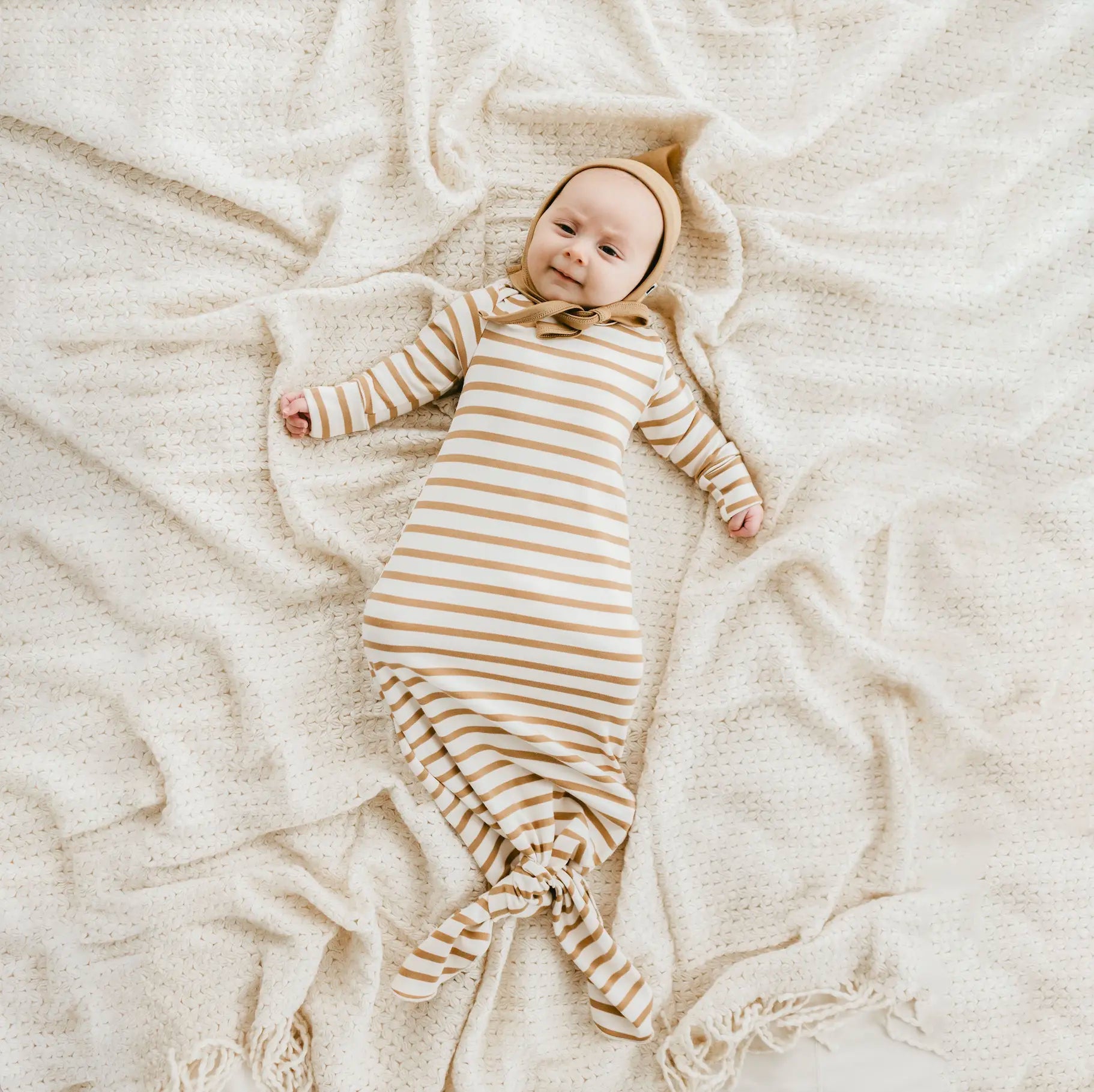 Baby Knotted Gown | Honey Stripe