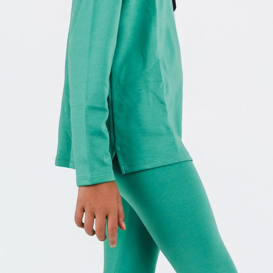 Youth Bamboo Long-Sleeve T-Shirt with Side Slits | Spruce Green