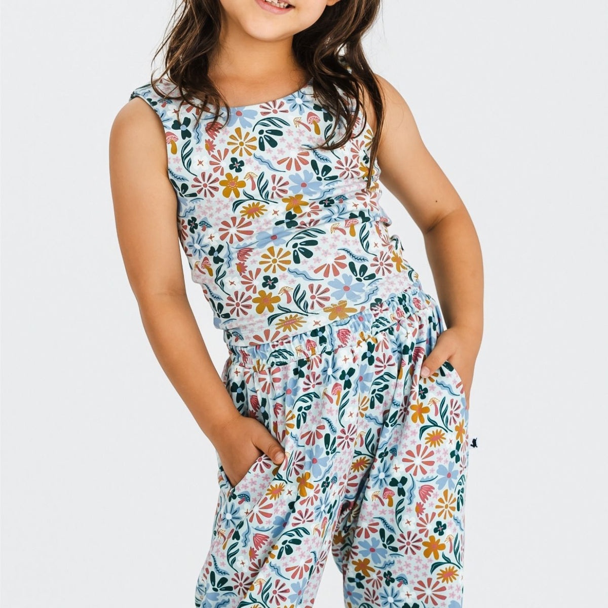 Youth Bamboo Longline Bralette-Style Tank | Floating Floral