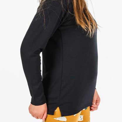 Kids’ Bamboo Long-Sleeve T-Shirt with side slits | Black