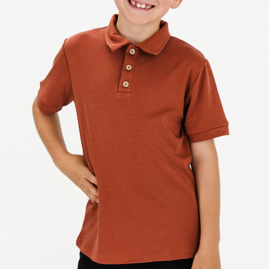 Youth Bamboo Polo Shirt | Burnt Brick