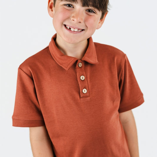 Youth Bamboo Polo Shirt | Burnt Brick