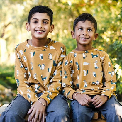 Youth Bamboo All-Over Print Pullover | Scandi Critters