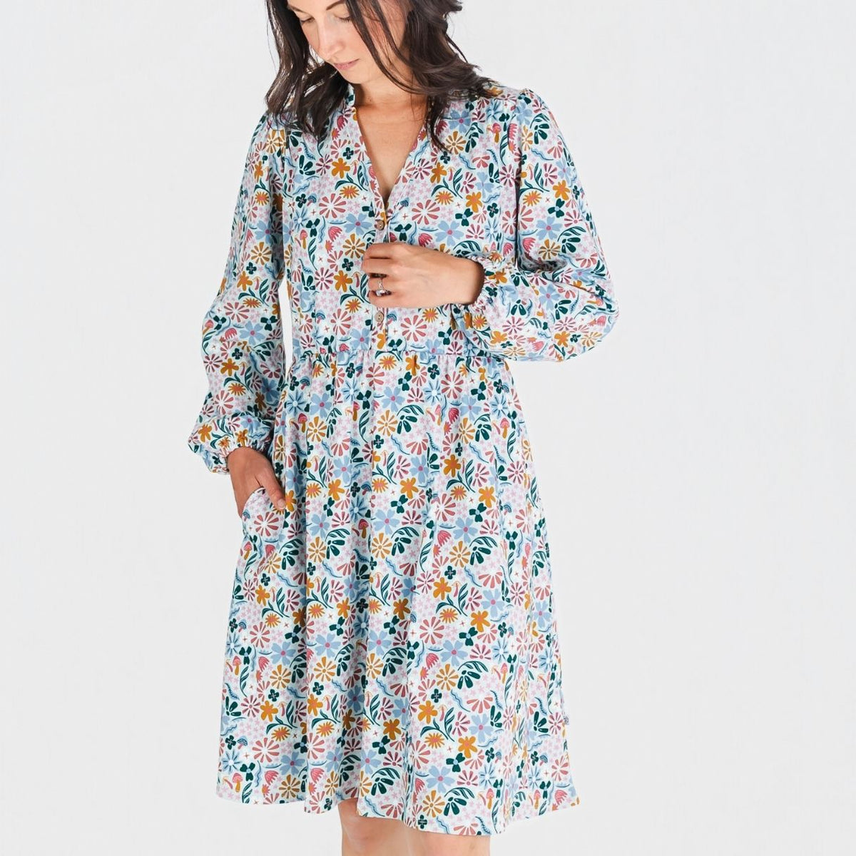Ladies' Bamboo Puffed Sleeve Dress | Floating Floral