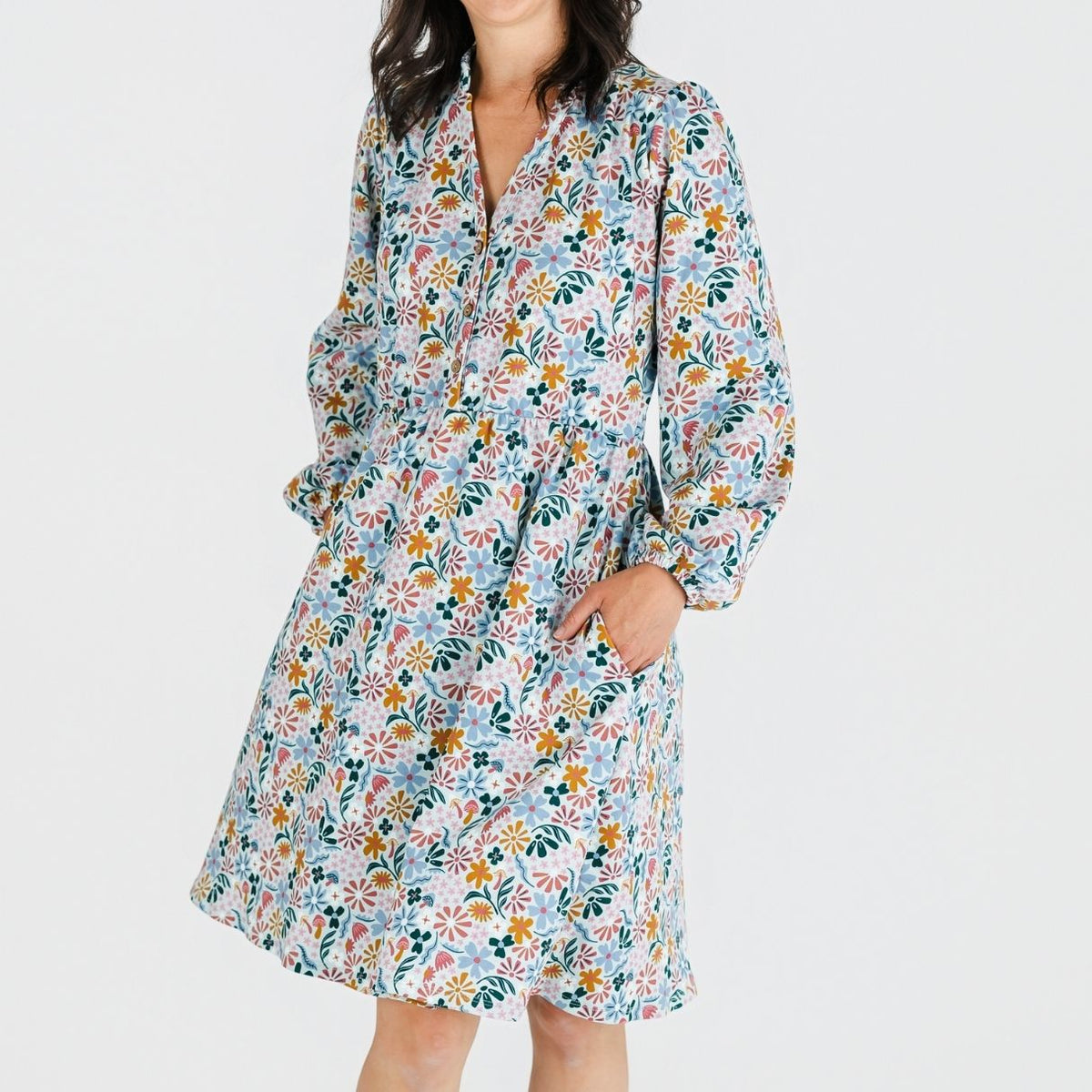 Ladies' Bamboo Puffed Sleeve Dress | Floating Floral