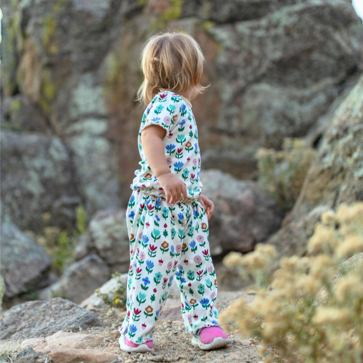 Kids' Bamboo Lettuce Edge Pants | Block Floral