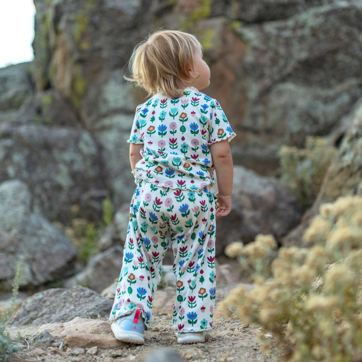 Kids' Bamboo Lettuce Edge Pants | Block Floral