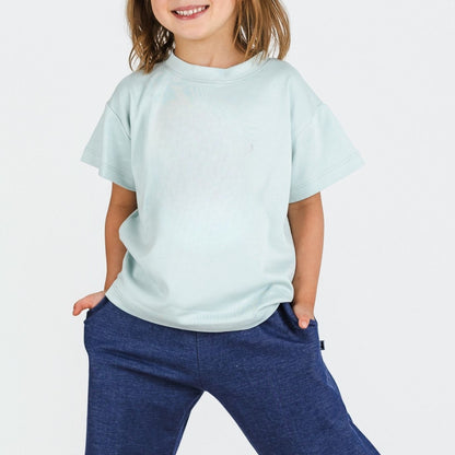 Youth Bamboo Boxy T-Shirt | Misty Blue