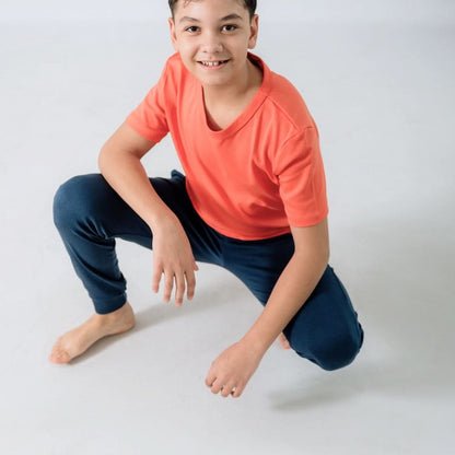 Youth Lightweight Bamboo Joggers | Tangerine Crush - additional view