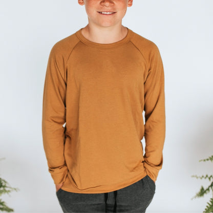 Youth Bamboo Raglan Pullover | Umber