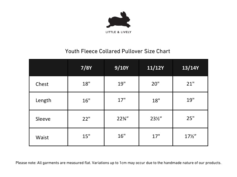 Youth Bamboo Fleece Collared Pullover | Sage size chart