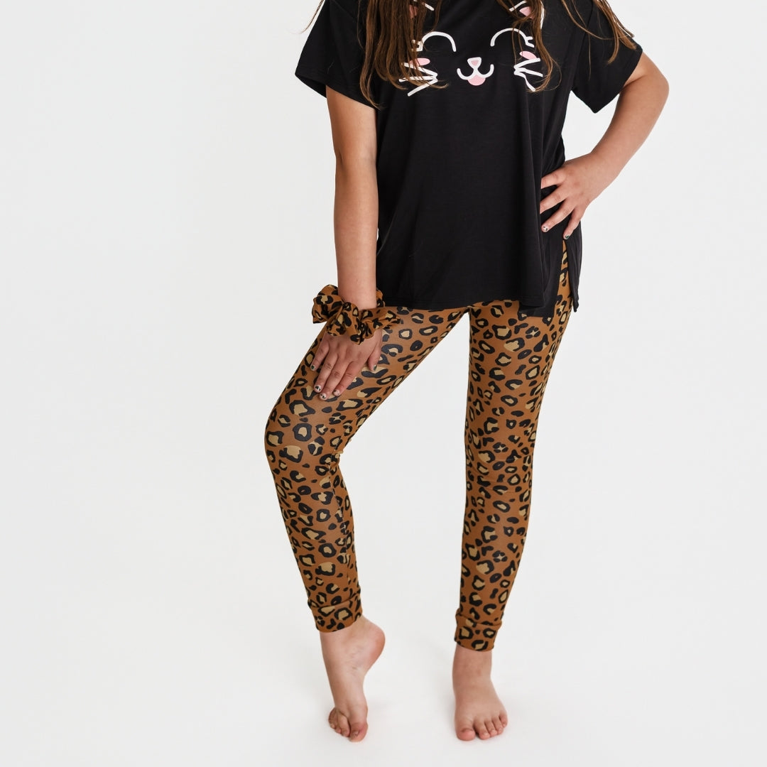 Youth Bamboo Leggings | Bronze Leopard