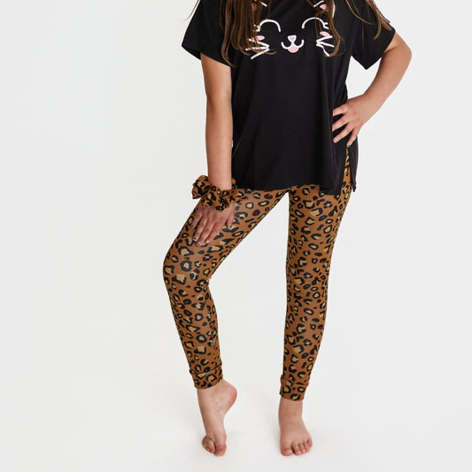 Youth Bamboo Leggings | Bronze Leopard