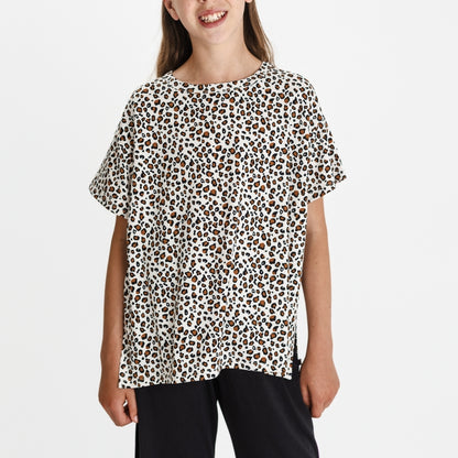 Youth Bamboo Oversize All-Over Print T-shirt | Snow Leopard