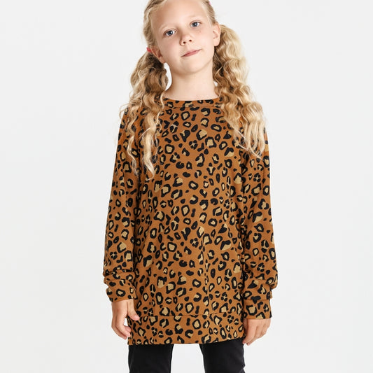 Youth Bamboo All-Over Print Pullover | Bronze Leopard