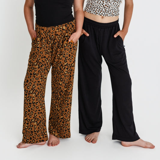 Youth Bamboo Wide Leg Pants | Bronze Leopard