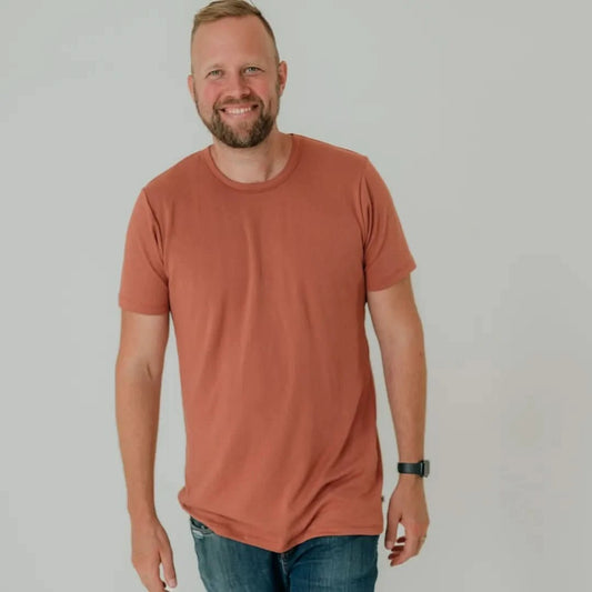 Adult Unisex Bamboo T-shirt - Burnt Brick - Little & Lively