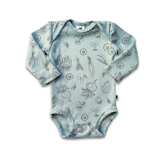 Baby Long - Sleeve Bamboo Onesie - Market Veggies - Little & Lively