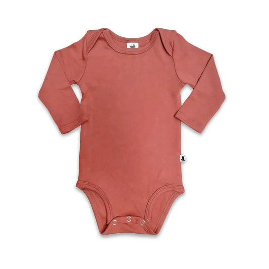 Baby Long - Sleeve Bamboo Onesie - Burnt Brick - Little & Lively