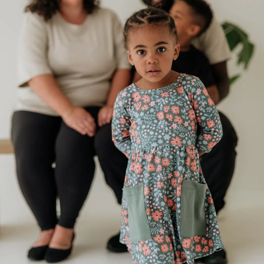 Baby/Kids Bamboo Clementine Dress - Floral Serenade - Little & Lively