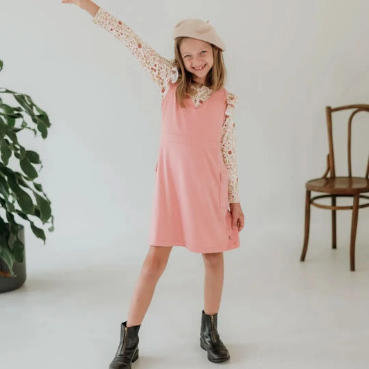Girls Bamboo Ruffle Shoulder Long Sleeve Shirt - Meadow Muse - Little & Lively