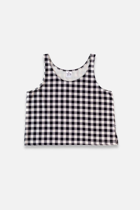 Ladies' Bamboo Cropped Tank - Bison Plaid - Little & Lively