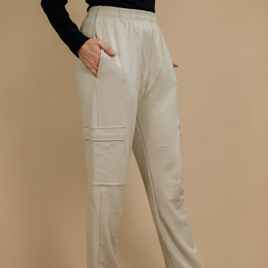 Ladies' Bamboo Fleece Cargo Pants - Beach Stone - Little & Lively