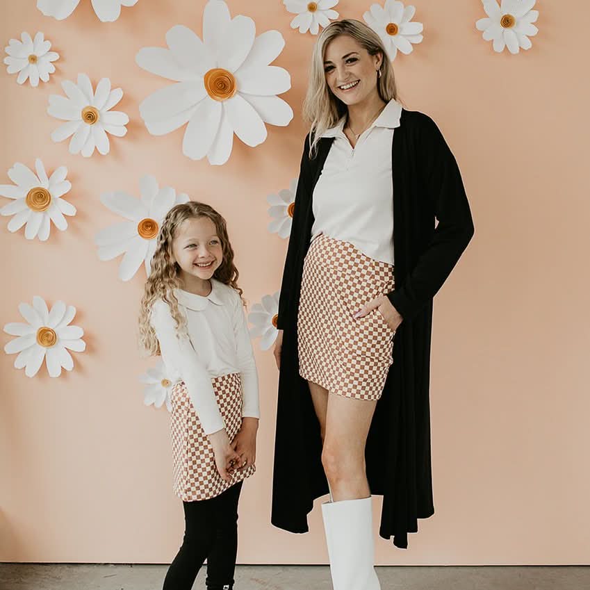 Women’s Mini Skirt | Blush Checkers Leggings Bamboo/cotton 7