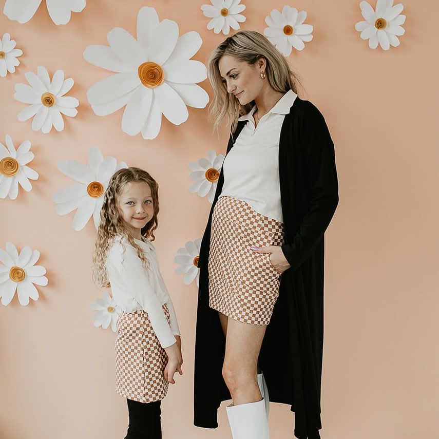 Women’s Mini Skirt | Blush Checkers Leggings Bamboo/cotton 6