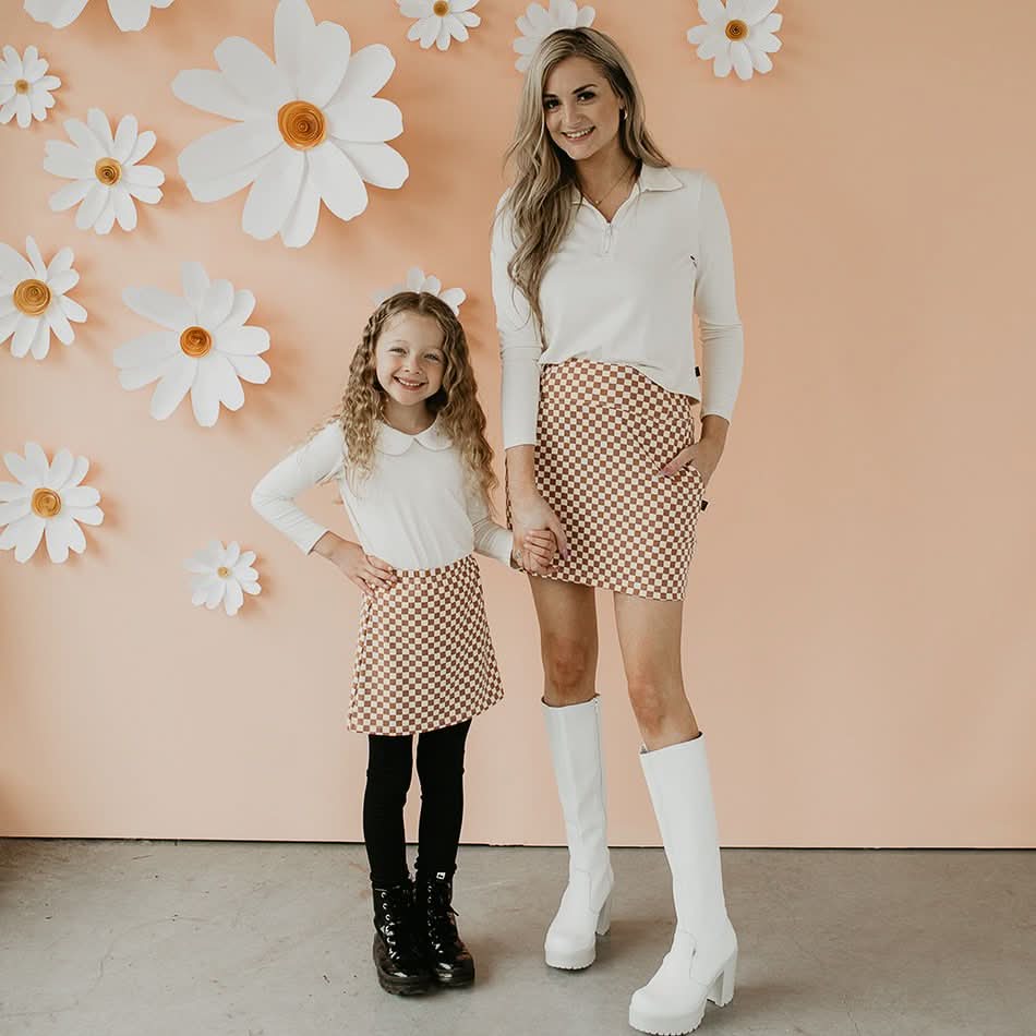 Women’s Mini Skirt | Blush Checkers Leggings Bamboo/cotton 3