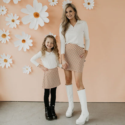 Women’s Mini Skirt | Blush Checkers Leggings Bamboo/cotton 3