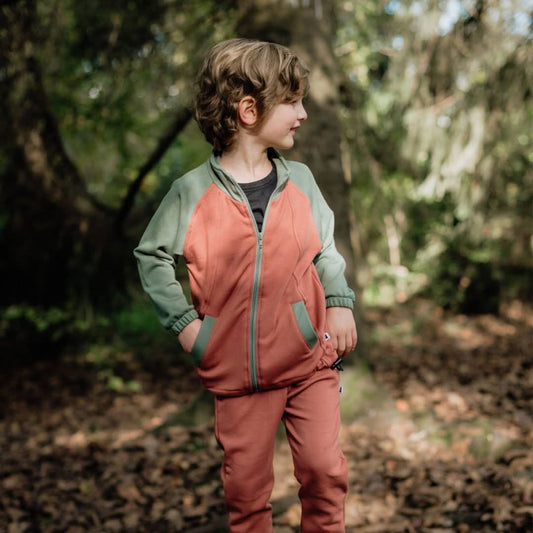Youth Bamboo Fleece Bomber Jacket - Burnt Brick - Little & Lively