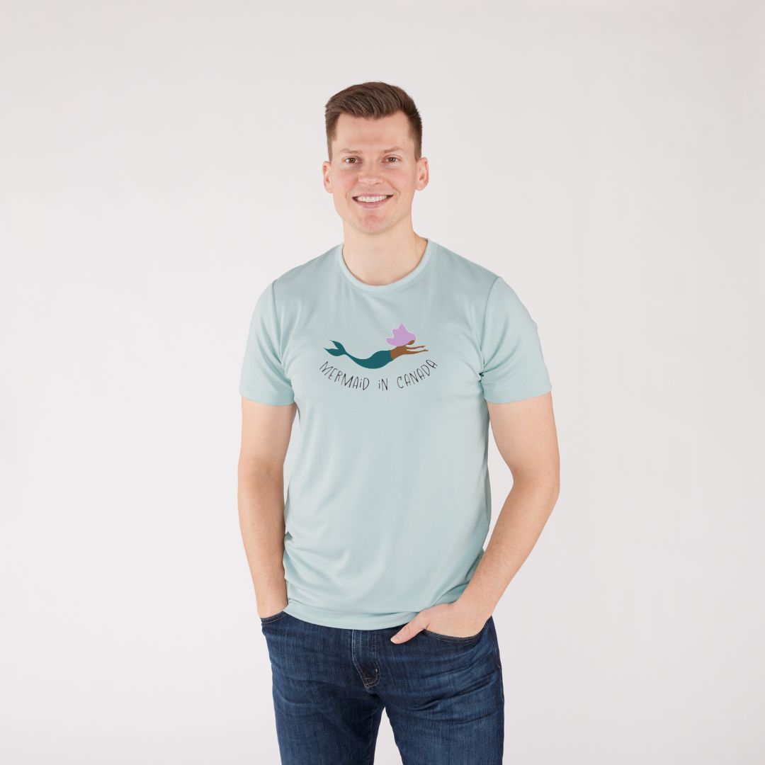 Adult Unisex Crewneck 'Mermaid in Canada' T-Shirt | Seafoam
