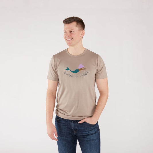 Adult Unisex Crewneck 'Mermaid in Canada' T-Shirt | Stone