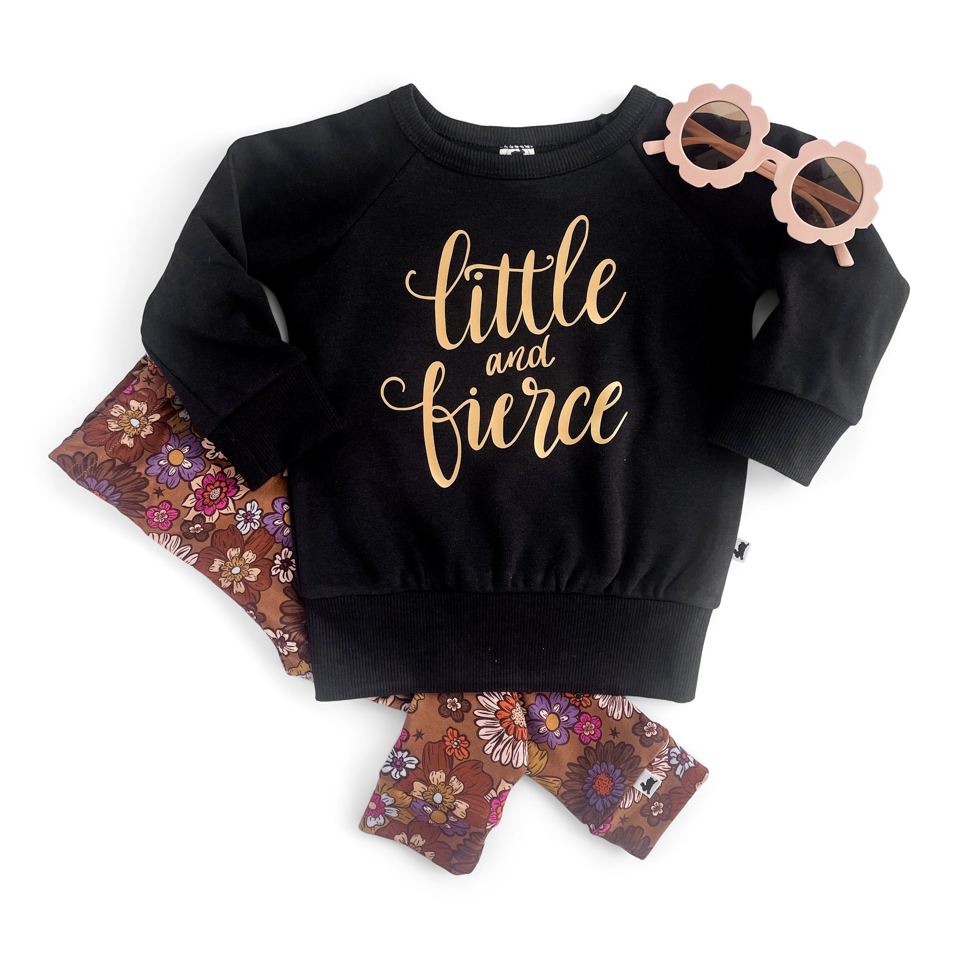 'Little & Fierce' Bamboo Fleece-lined Pullover | Black