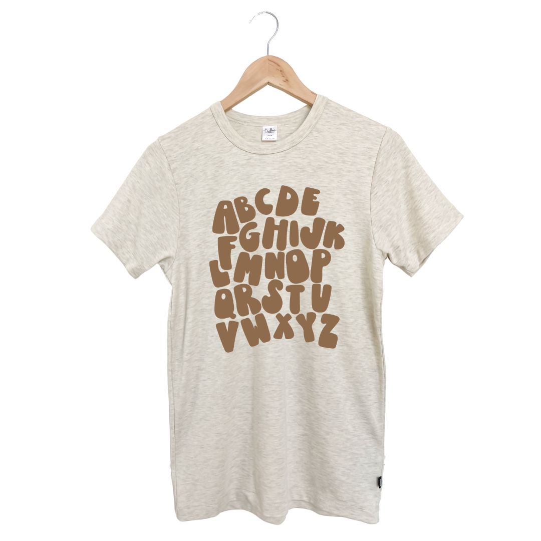 Adult Unisex Crewneck 'ABCs' Bamboo T-Shirt | Ash