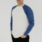 Adult Unisex Crewneck Baseball Raglan Shirt | Cream & Classic Blue Men’s T-shirt