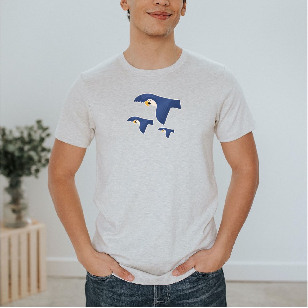 Adult Unisex Crewneck 'Macaw' T-Shirt | Ash