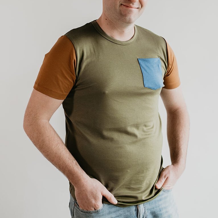 Adult Unisex Crewneck Pocket T-Shirt | Olive and Macaw