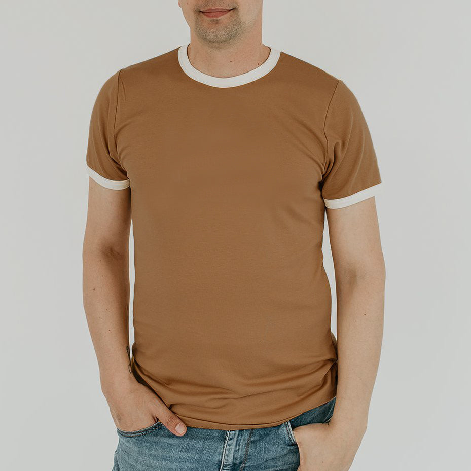 Adult Unisex Crewneck Ringer T-Shirt | Caramel