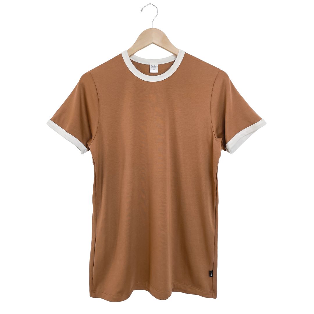 Adult Unisex Crewneck Ringer T-shirt | Caramel Men’s T-shirt Bamboo/cotton 1