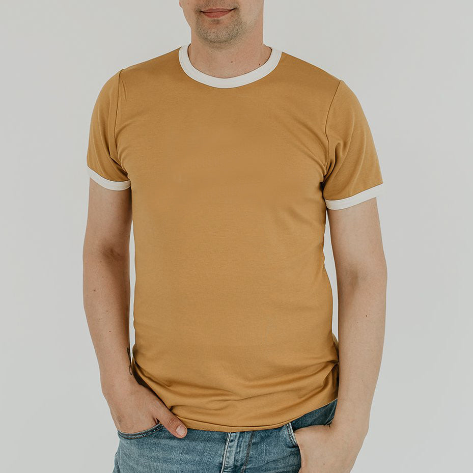 Adult Unisex Crewneck Ringer T-Shirt | Sunflower