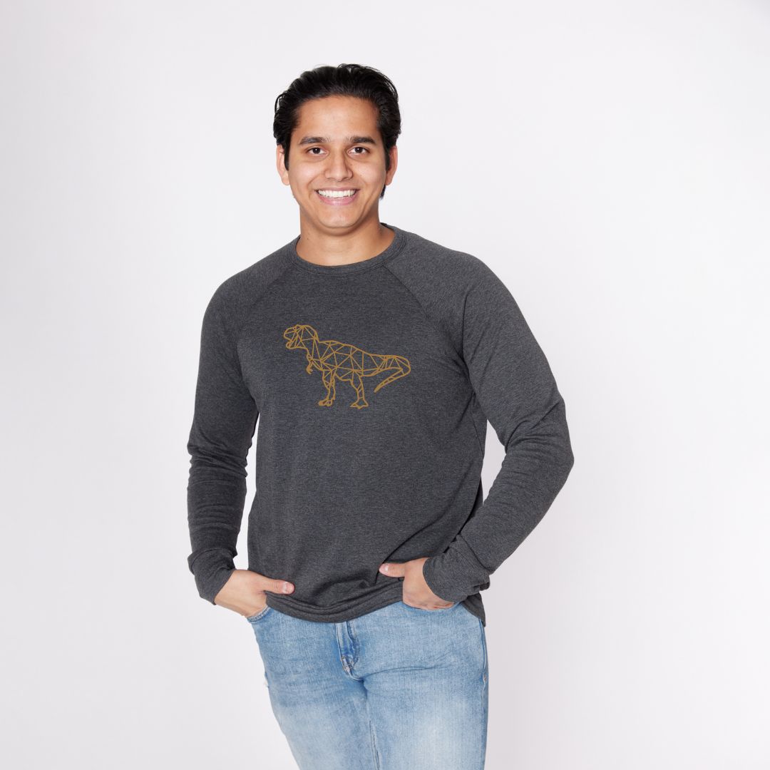 Adult Unisex 'T-Rex' Bamboo Pullover | Charcoal