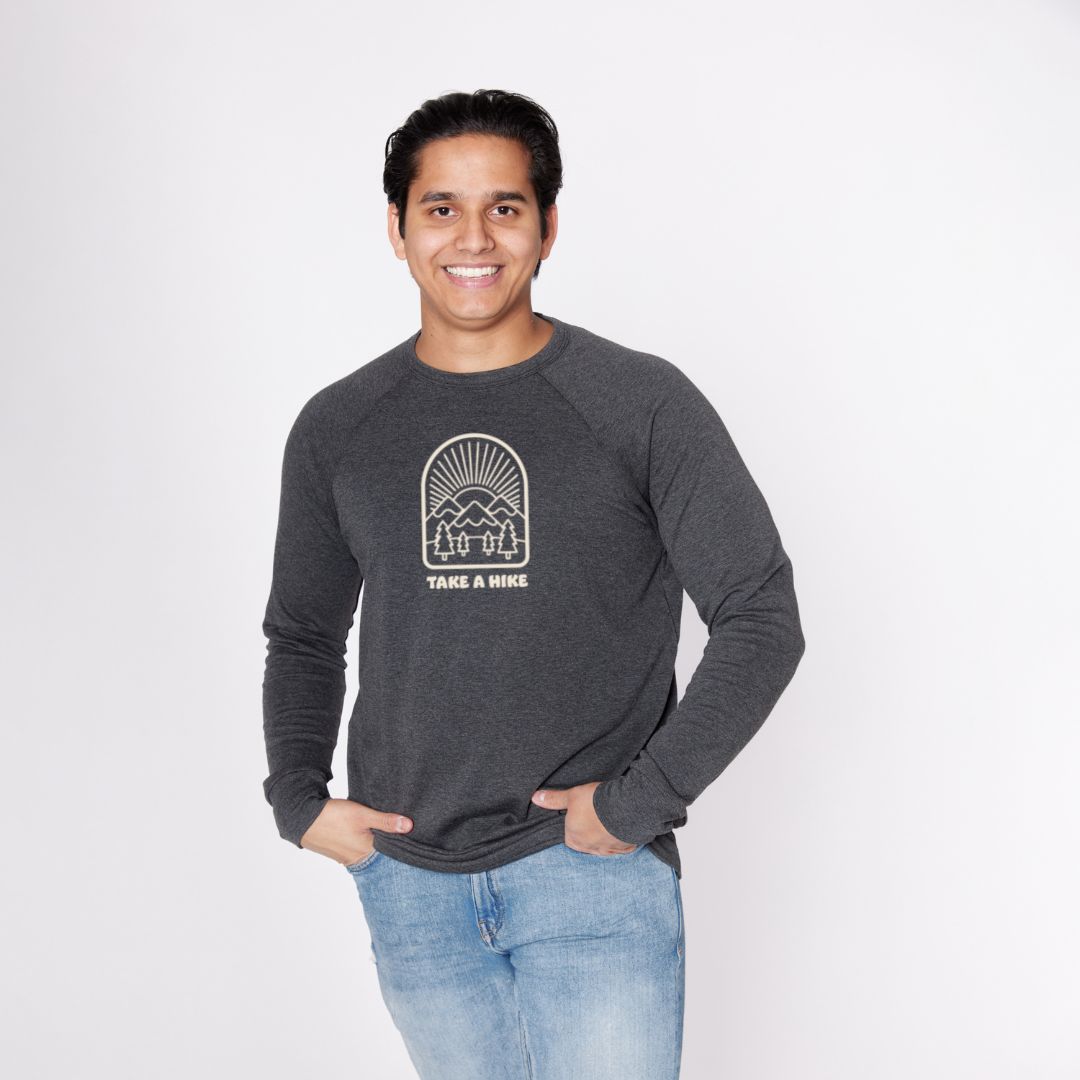 Adult Unisex ’take a Hike’ Pullover | Charcoal Men’s Bamboo/cotton 1