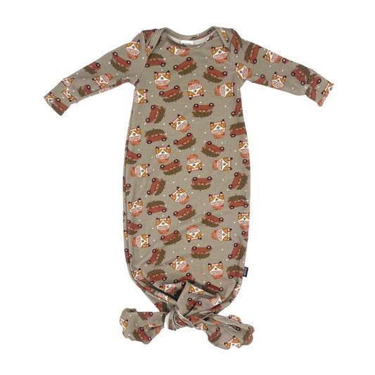 Baby Knotted Gown | Christmas Transport Pajama Set Bamboo/cotton 1